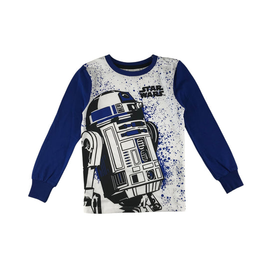 Star Wars t-shirt 7-8 years white and blue long sleeve R2D2 droid