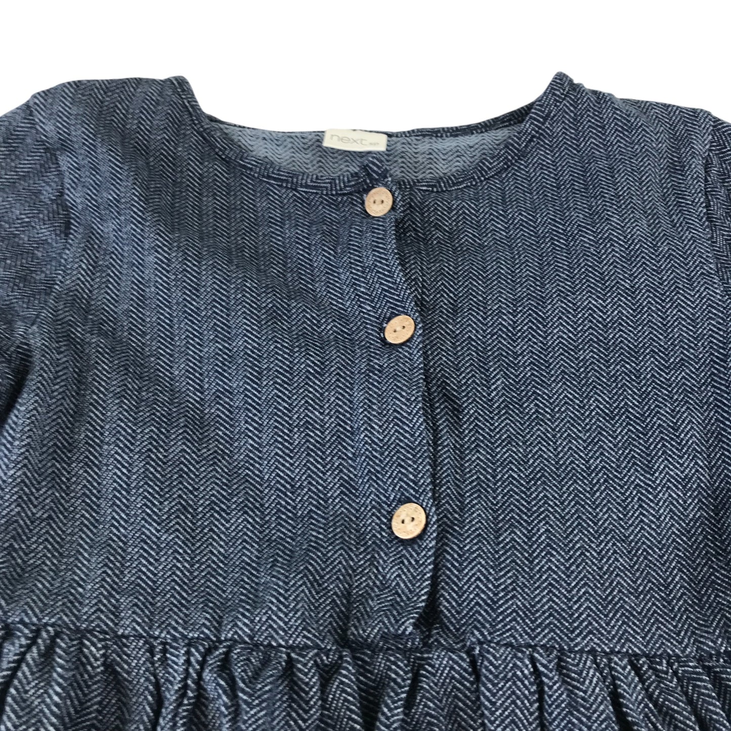Next dress 7 years navy blue zigzag pattern A-line dress cotton