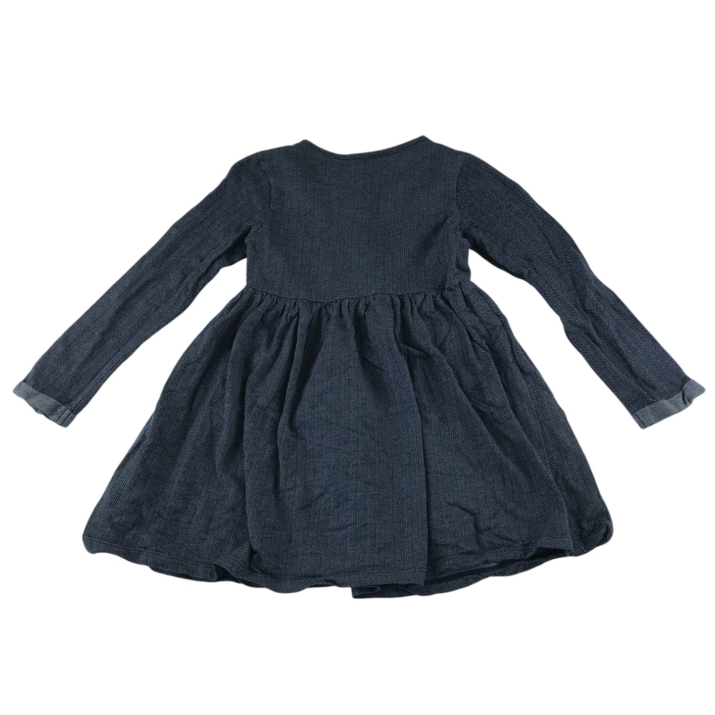 Next dress 7 years navy blue zigzag pattern A-line dress cotton