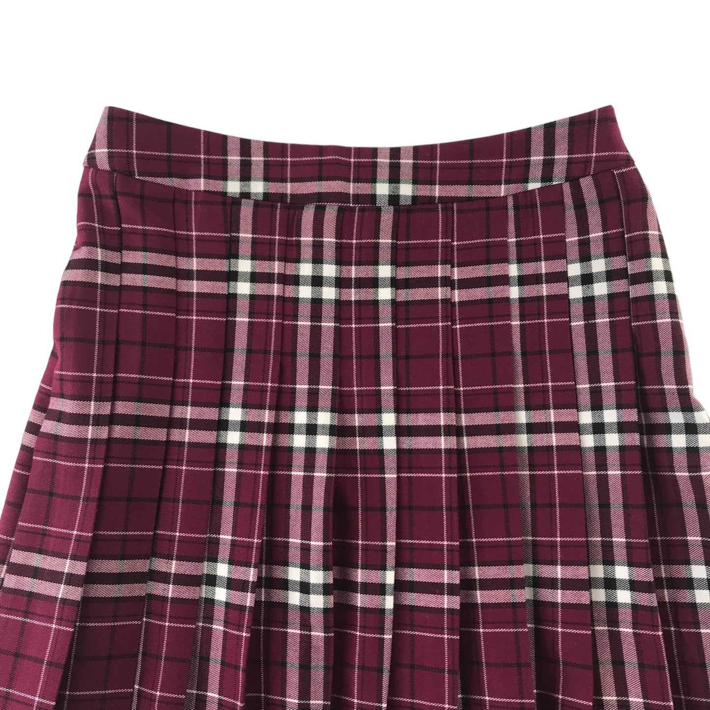 New Look Skirt Age 13 Purple Shade Burgundy and White Checked with Pleats
