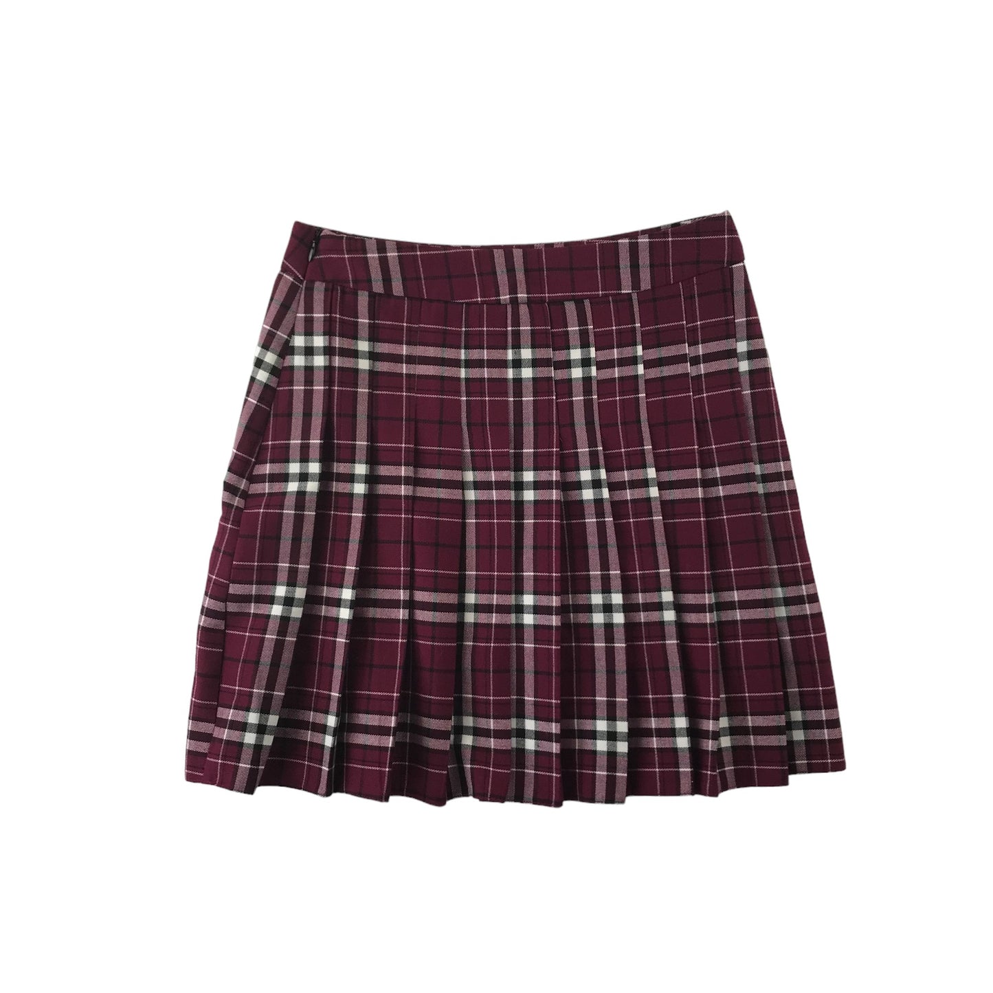 New Look Skirt Age 13 Purple Shade Burgundy and White Checked with Pleats