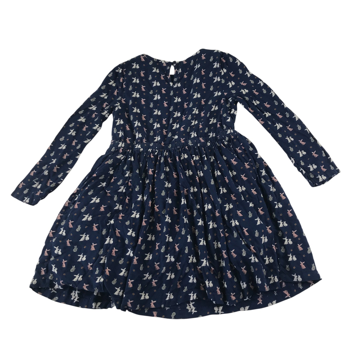John Lewis dress 7 years navy blue rabbit and leaf print A-line dress