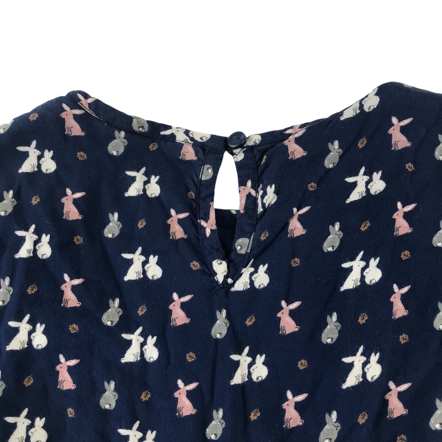 John Lewis dress 7 years navy blue rabbit and leaf print A-line dress