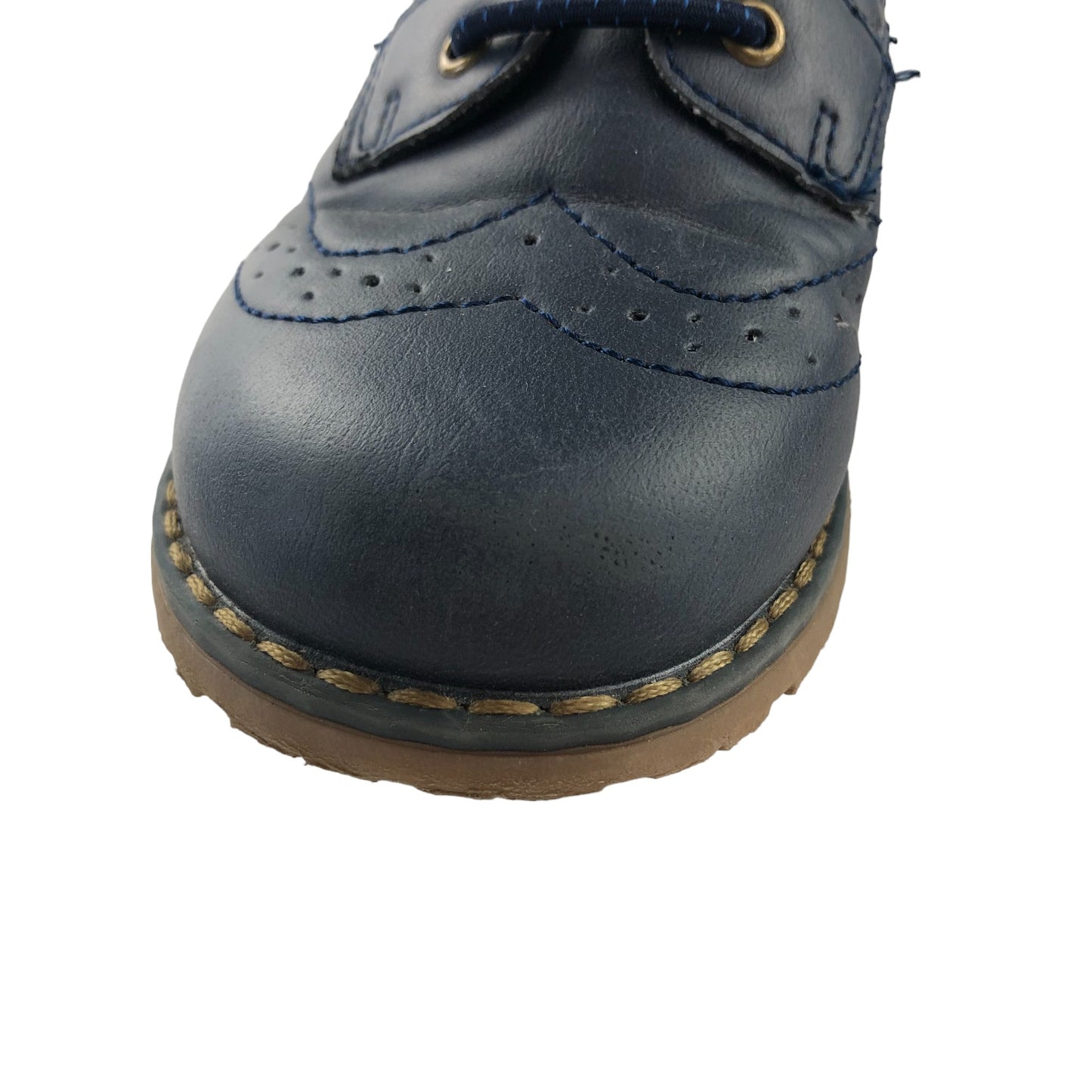 Mothercare Brogue Shoe Size 11 Junior Blue Slip on with Brown Sole