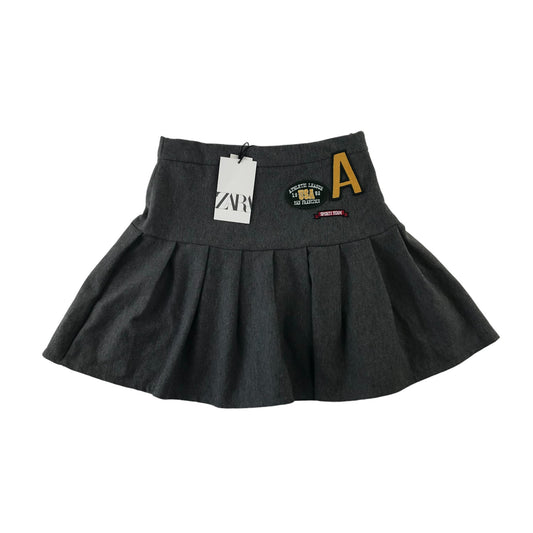 Zara Skirt Age 13 Grey Pleated with Patches Jersey