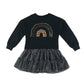 F&F dress 7-8 years black sweater with sequin detailing and tulle skirt