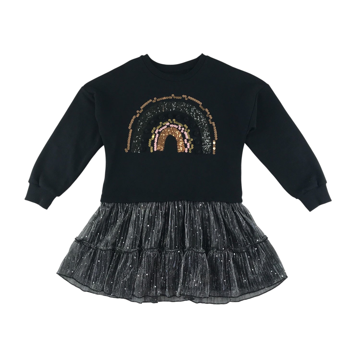 F&F dress 7-8 years black sweater with sequin detailing and tulle skirt