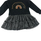 F&F dress 7-8 years black sweater with sequin detailing and tulle skirt