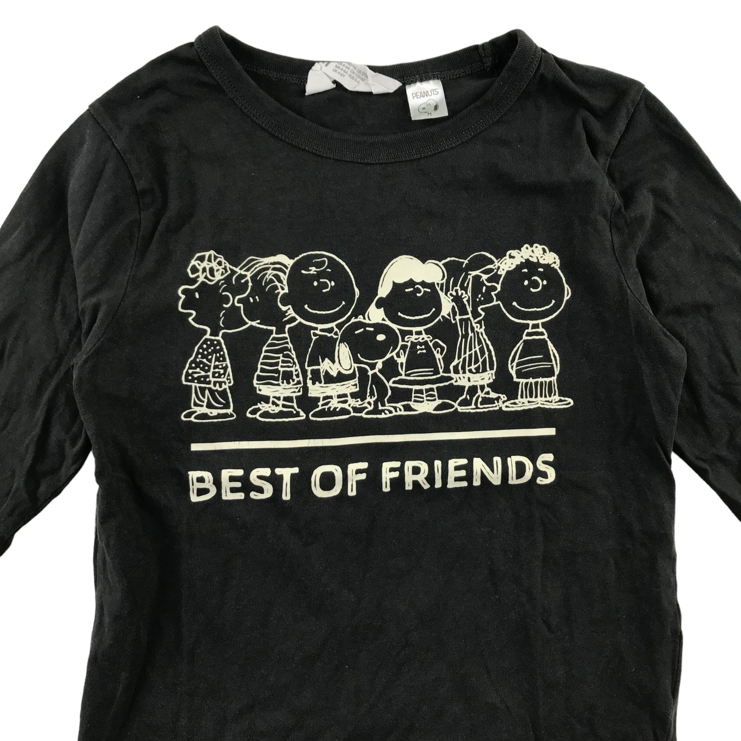 H&M t-shirt 5-6 years black Peanuts character print long sleeve cotton