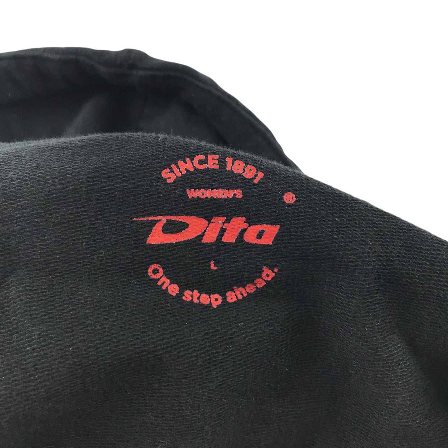 Dita hoodie women size L black long sleeve full zipper