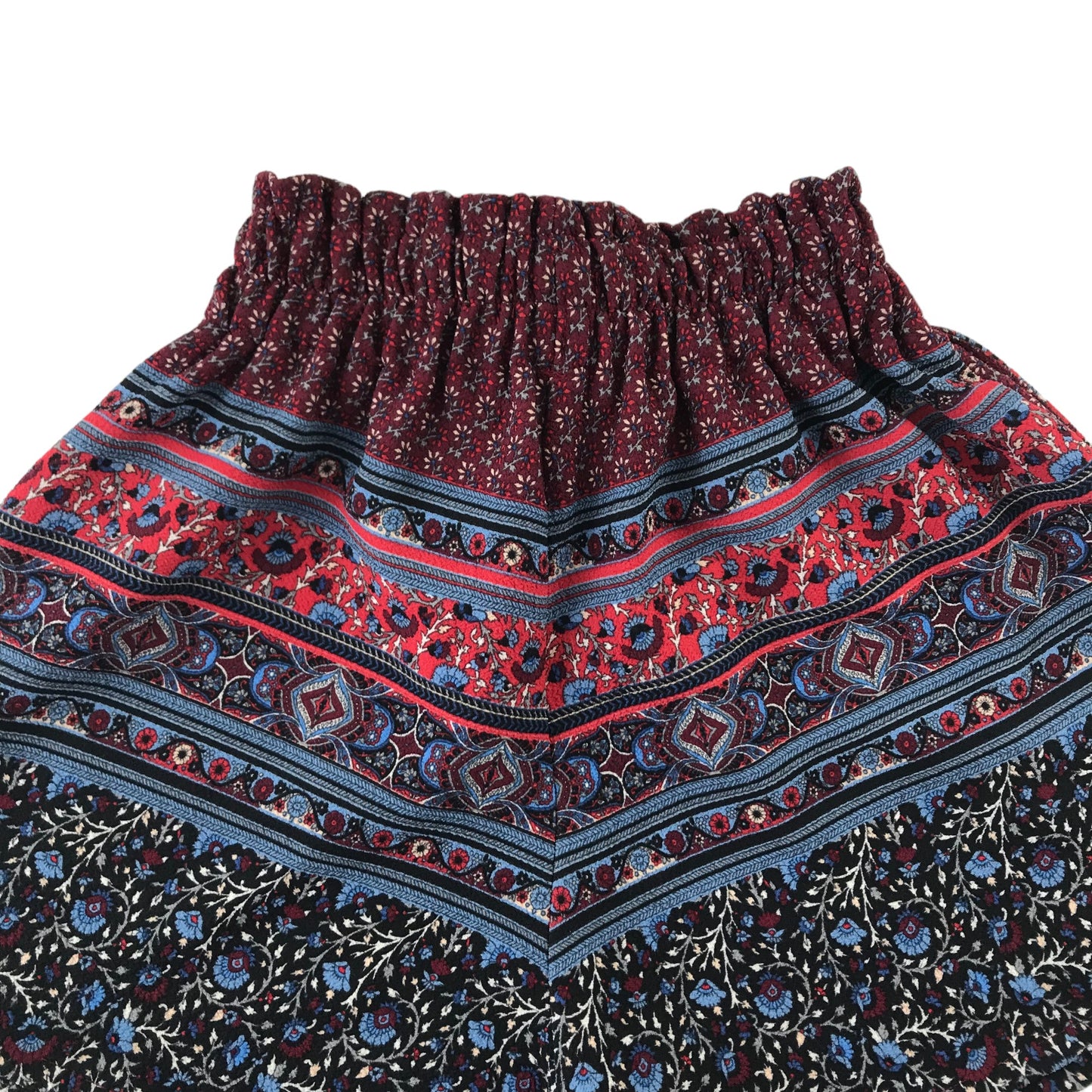 Bershka Shorts Age 12-13 Burgundy and Blue High Waist with Fancy Patterns