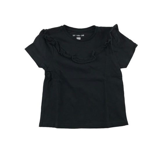 F&F t-shirt 5-6 years black short sleeve frill detail cotton