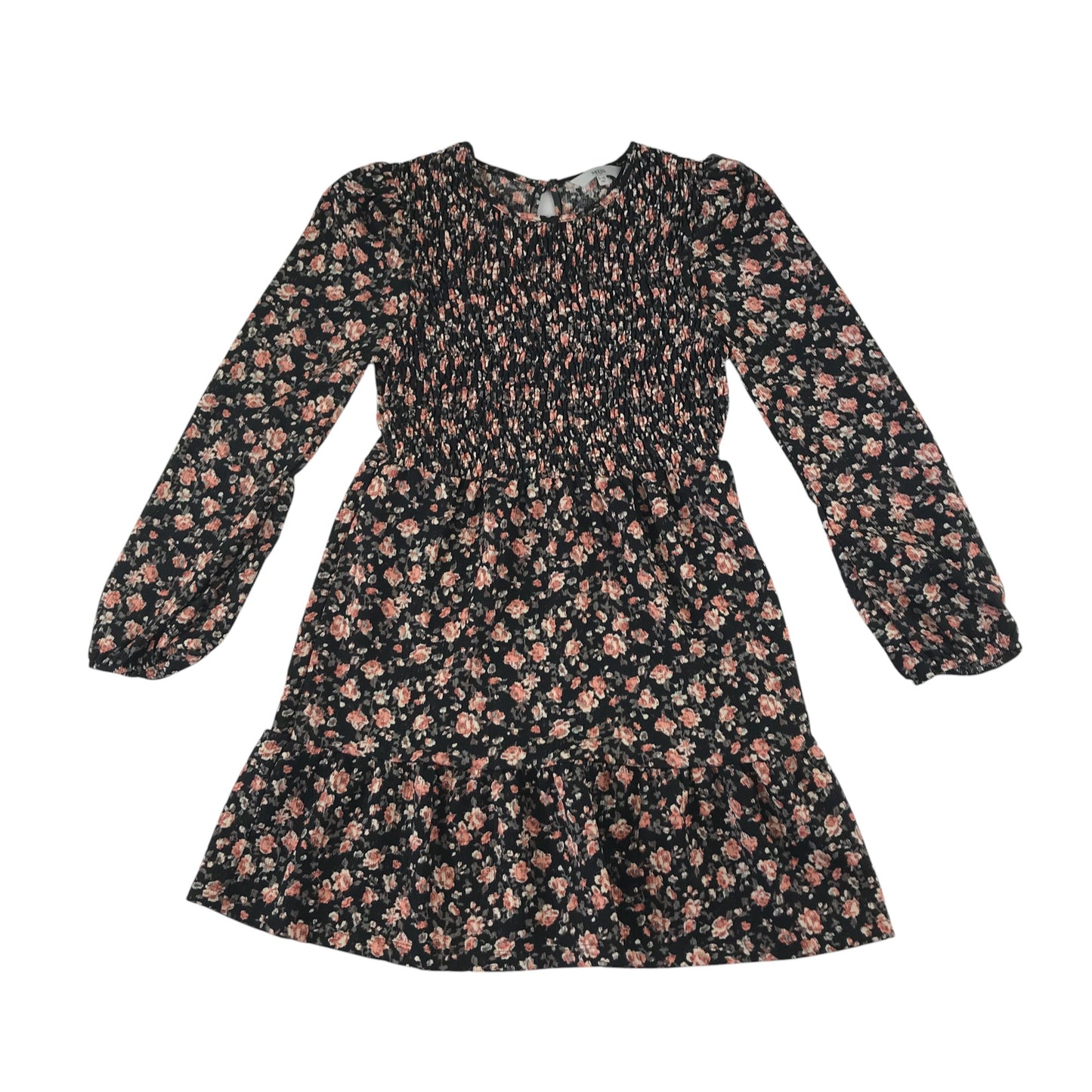 Miss E-vie dress 9-10 years black floral print A-line long sleeve