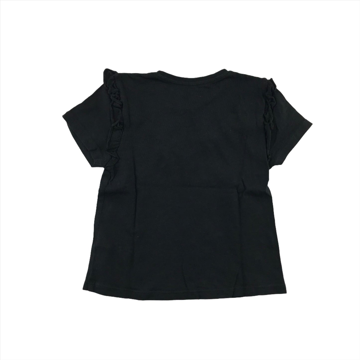 F&F t-shirt 5-6 years black short sleeve frill detail cotton