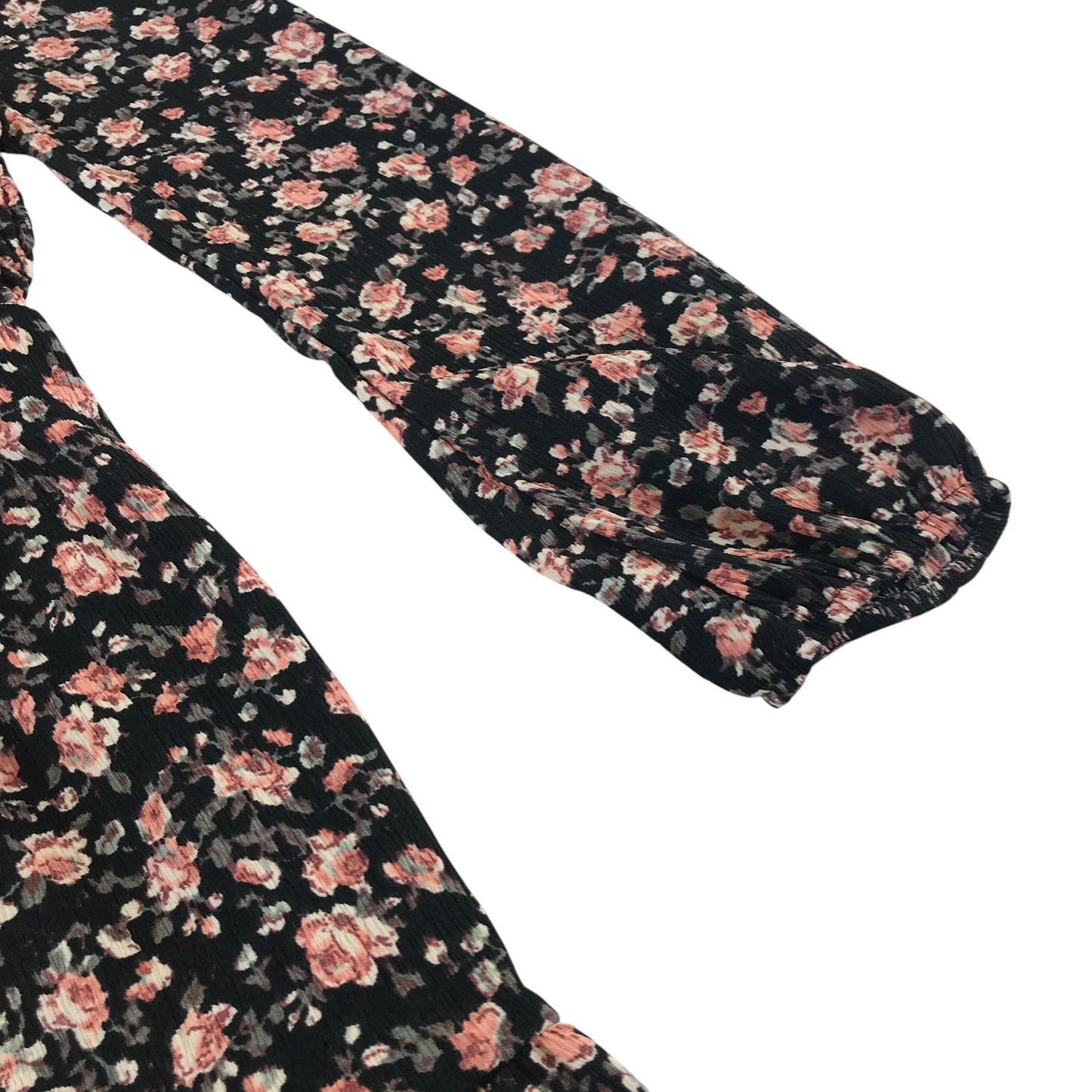 Miss E-vie dress 9-10 years black floral print A-line long sleeve