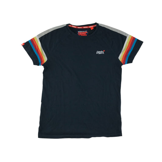 SuperDry t-shirt adult size M black short sleeve stripy details cotton