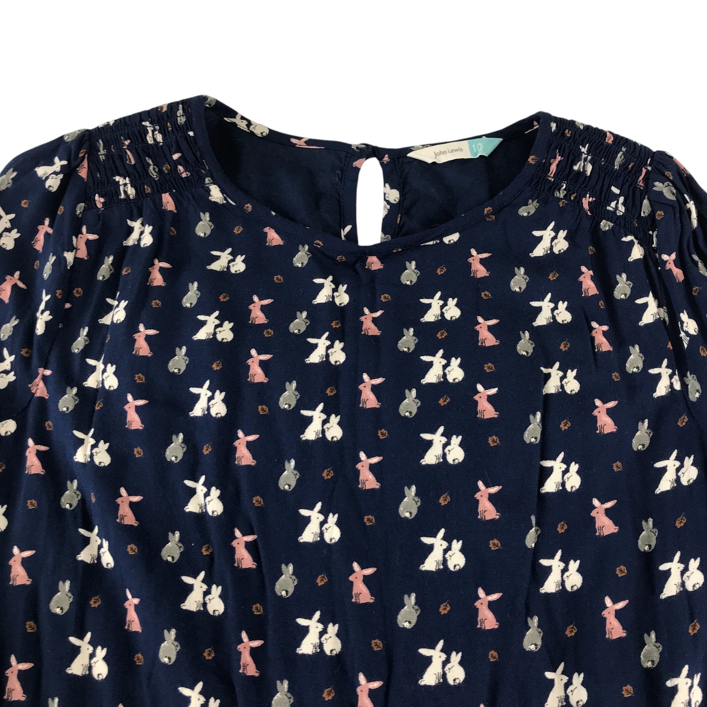 John Lewis dress 10 years navy button and leaf print long sleeve