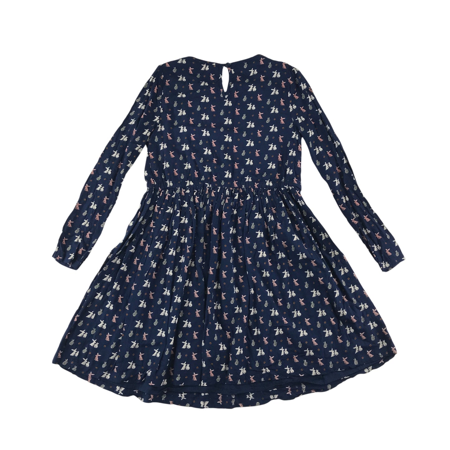 John Lewis dress 10 years navy button and leaf print long sleeve