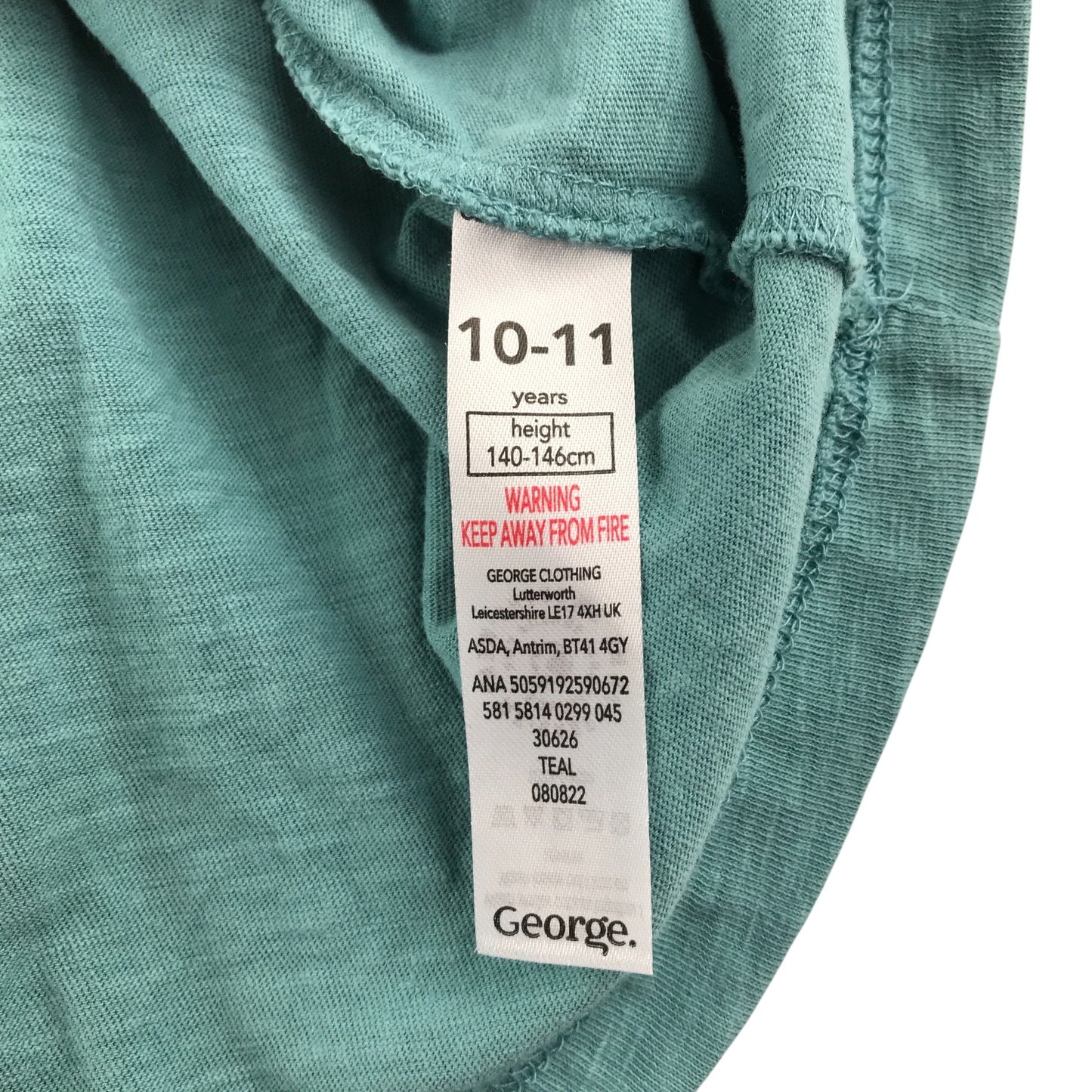 George dress 10-11 years teal plain A-line long sleeve cotton