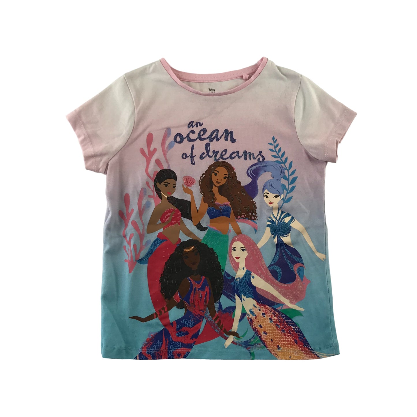 F&F t-shirt 6-7 years light pink Disney Little Mermaid print