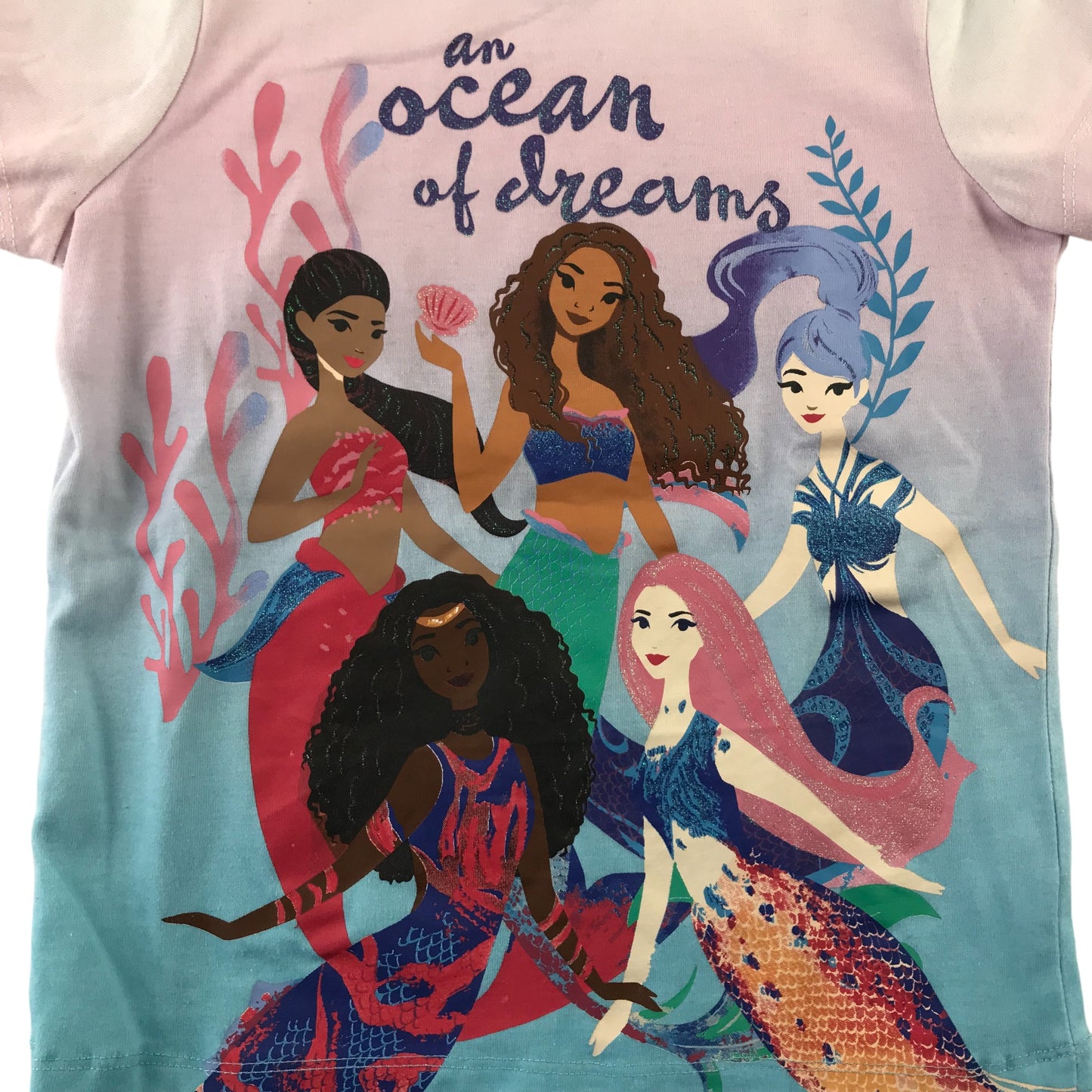 F&F t-shirt 6-7 years light pink Disney Little Mermaid print