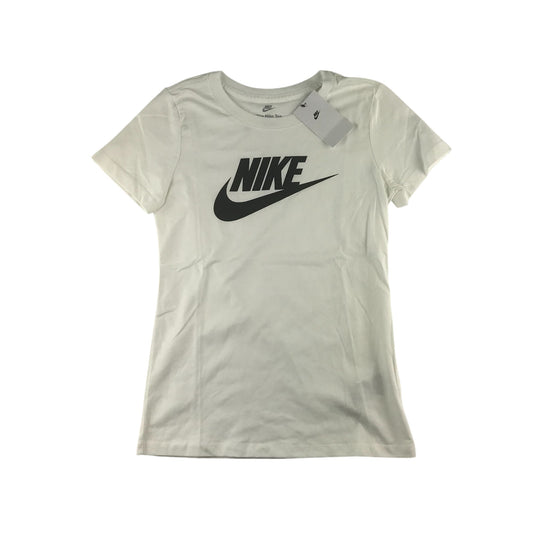 Nike T-shirt women size UK 8 XS white short sleeve logo print cotton