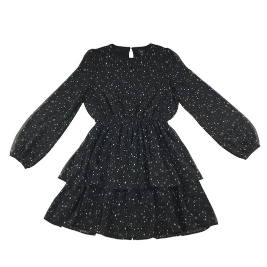 New Look dress 13-14 years black starry print A-line long sleeve