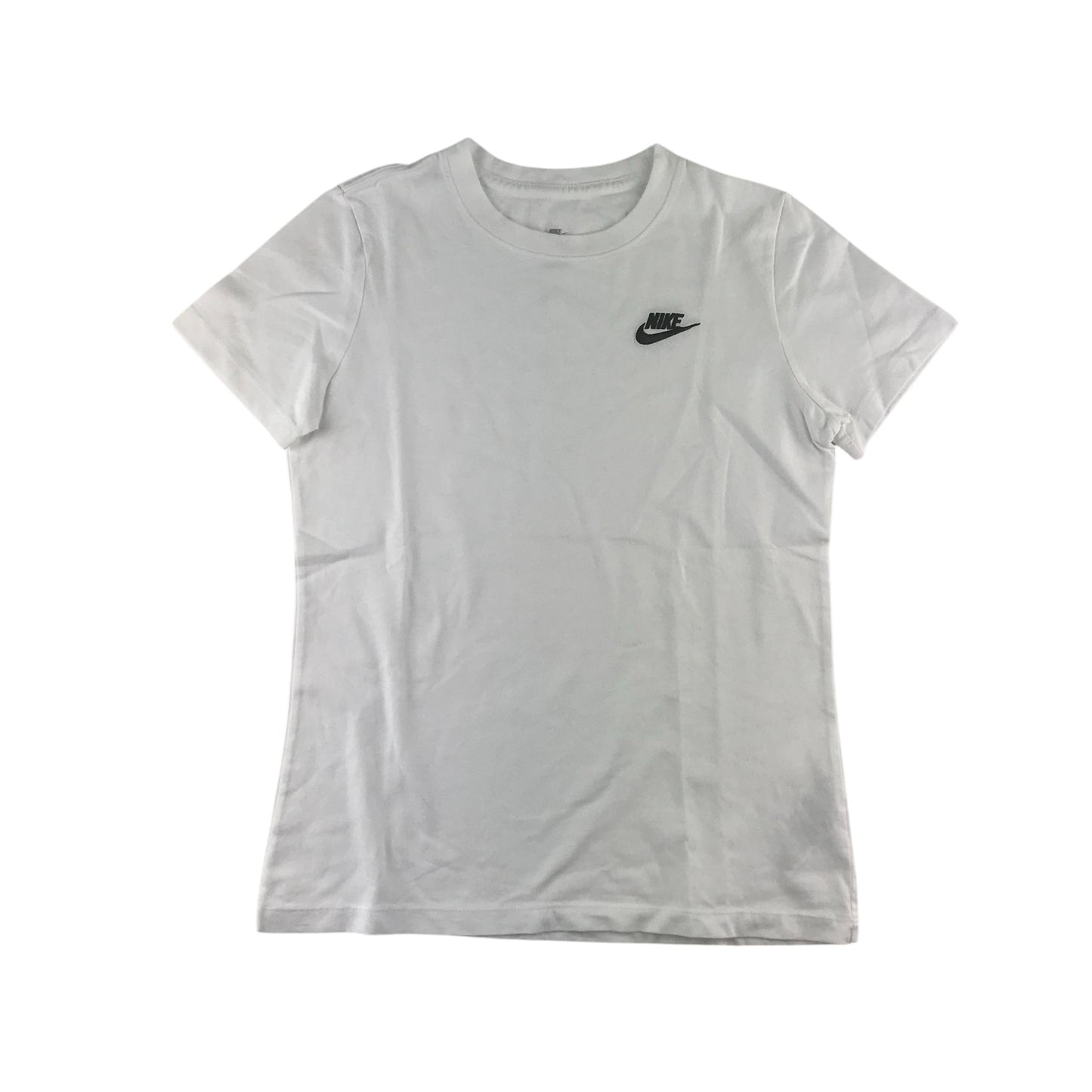 Nike T-shirt women size S white short sleeve small logo print cotton