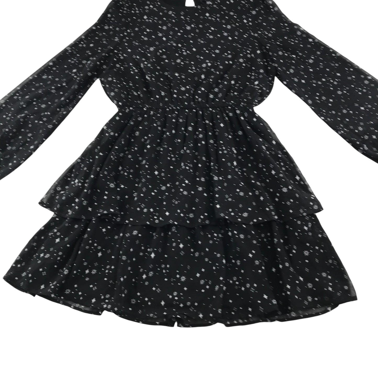 New Look dress 13-14 years black starry print A-line long sleeve