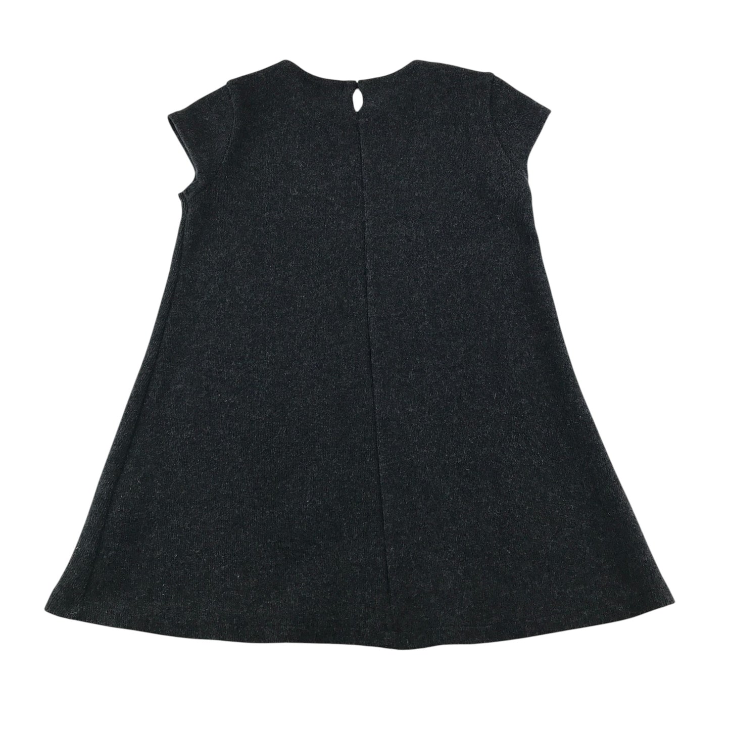 Zara dress 11-12 years grey embroidered floral design A-line short sleeve wool mix