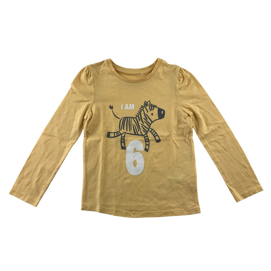 George t-shirt 6-7 years yellow Zebra I'm 6 print pattern cotton