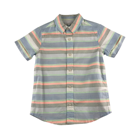 Debenhams shirt 5-6 years multicolour stripy pattern short sleeve cotton