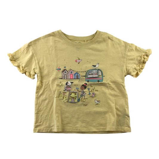 Next t-shirt 6-7 years yellow holiday print organic cotton