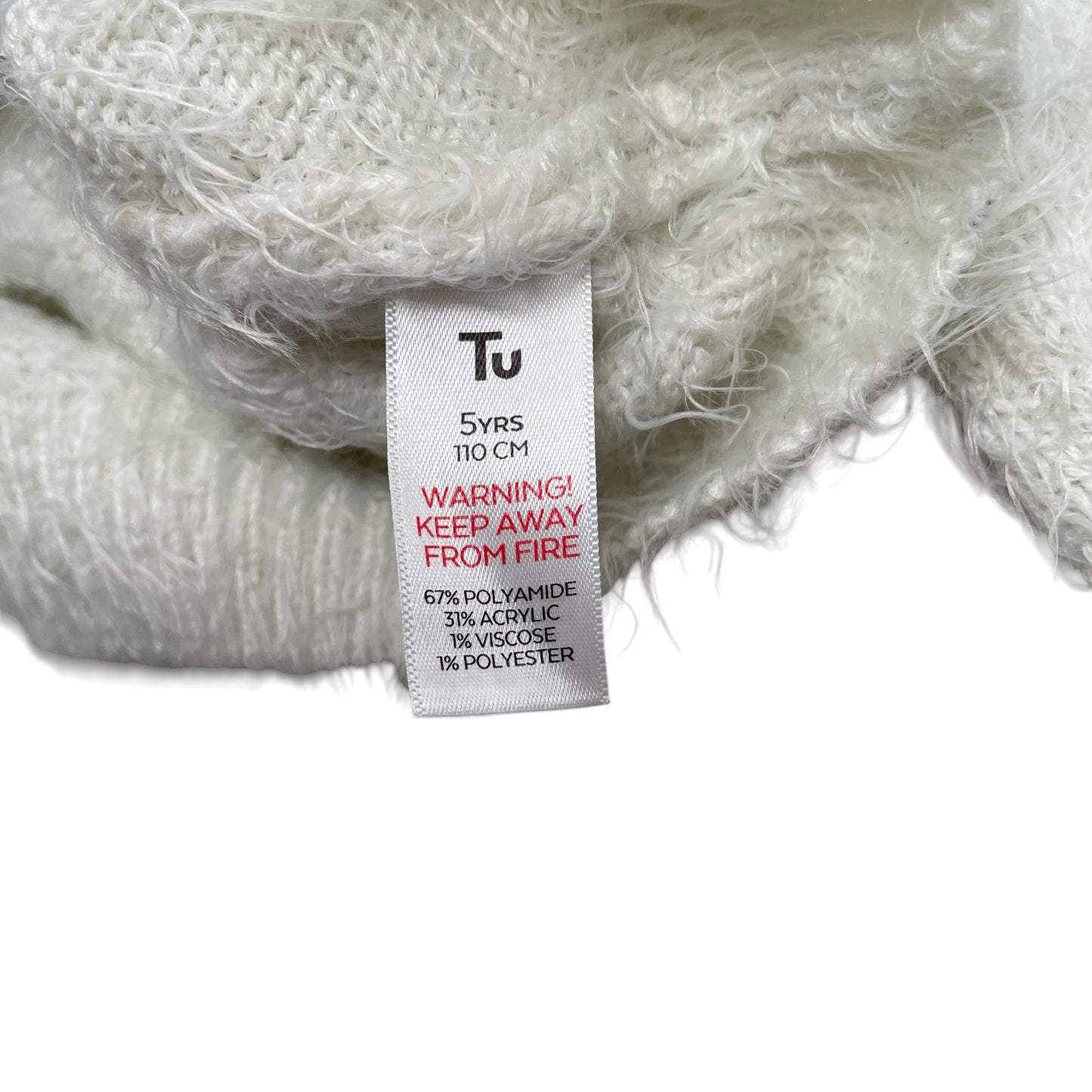 Tu festive jumper 4-5 years white fluff Christmas deer