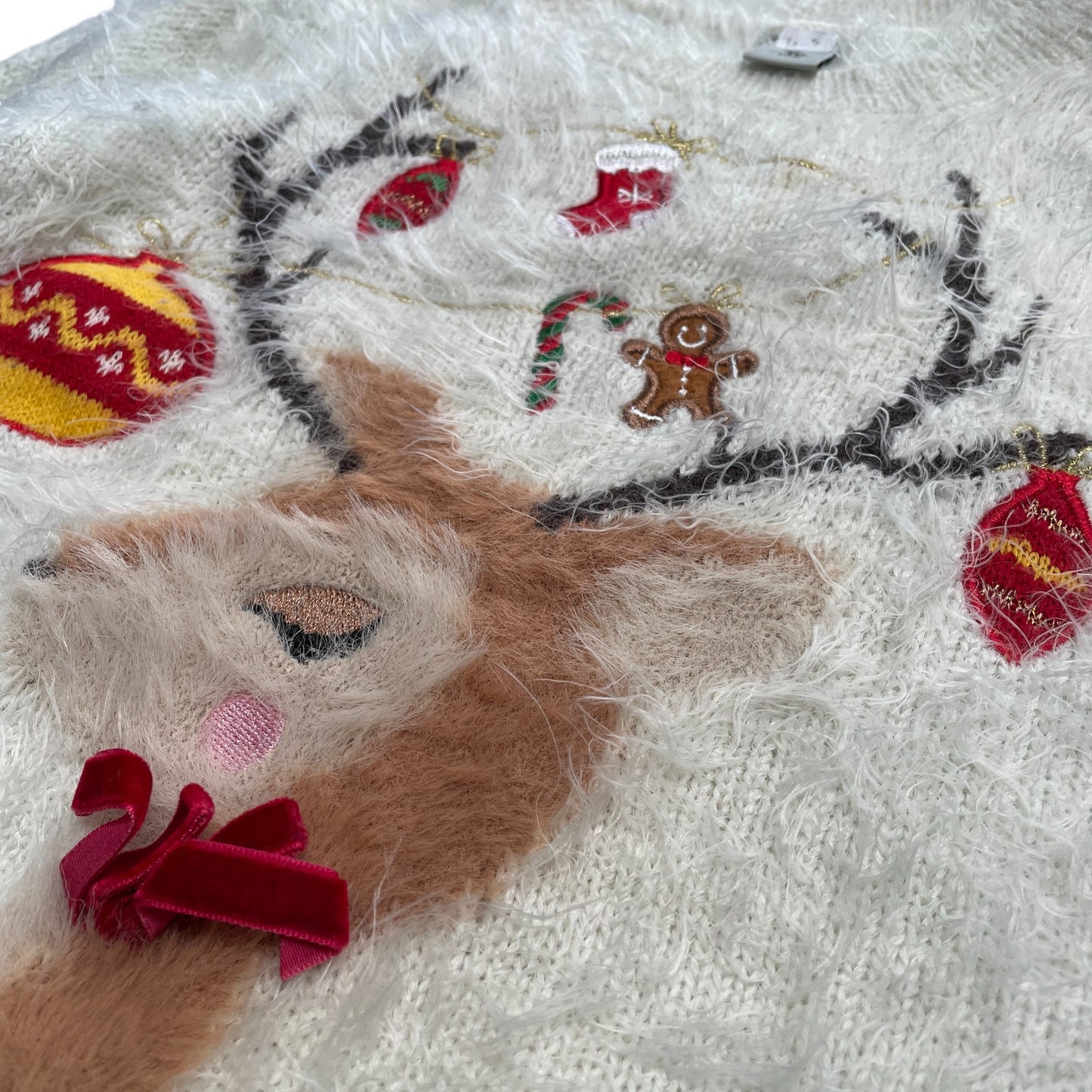 Tu festive jumper 4-5 years white fluff Christmas deer