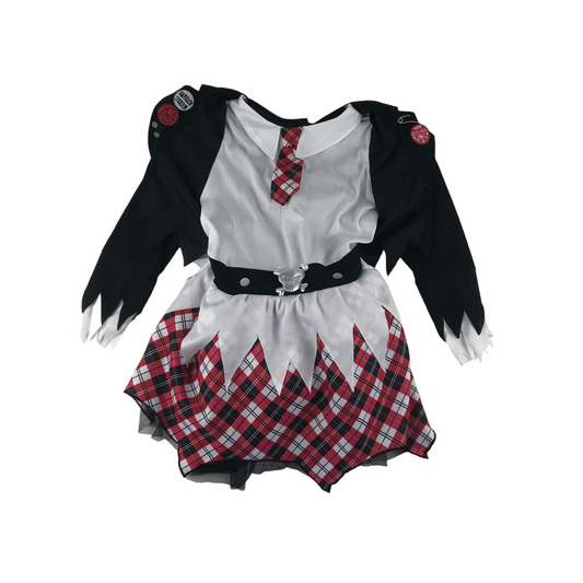 Hallow Scream Punk Girl Costume Age 9 White Checked tie and skirt