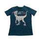 Next festive t-shirt 4-5 years teal Santa Claws glittery T-rex cotton