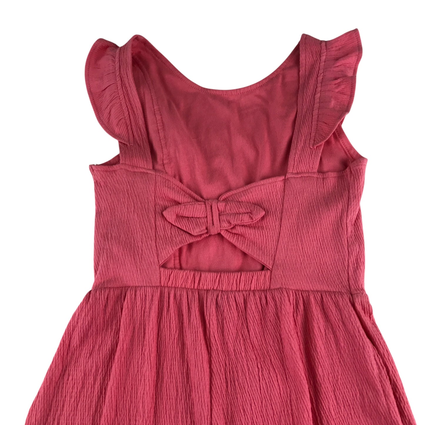 F&F jumpsuit 7-8 years pink frilled butterfly sleeve crinkle texture
