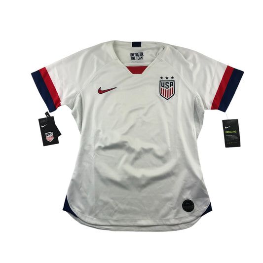 Nike USA Soccer National Team 2019/2020 Home Kit Women's Medium White Logo Jersey Slim Fit