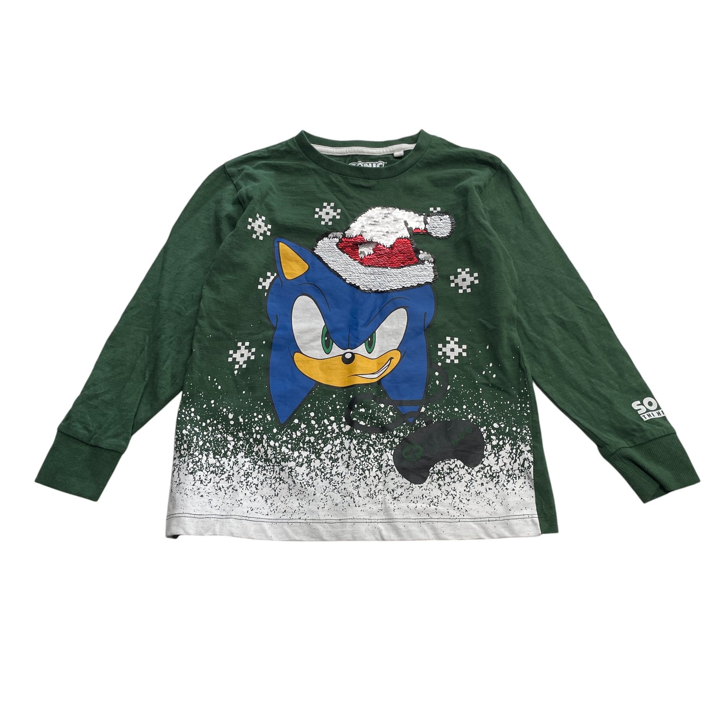 Next festive t-shirt 5-6 years green Sonic the Hedgehog cotton