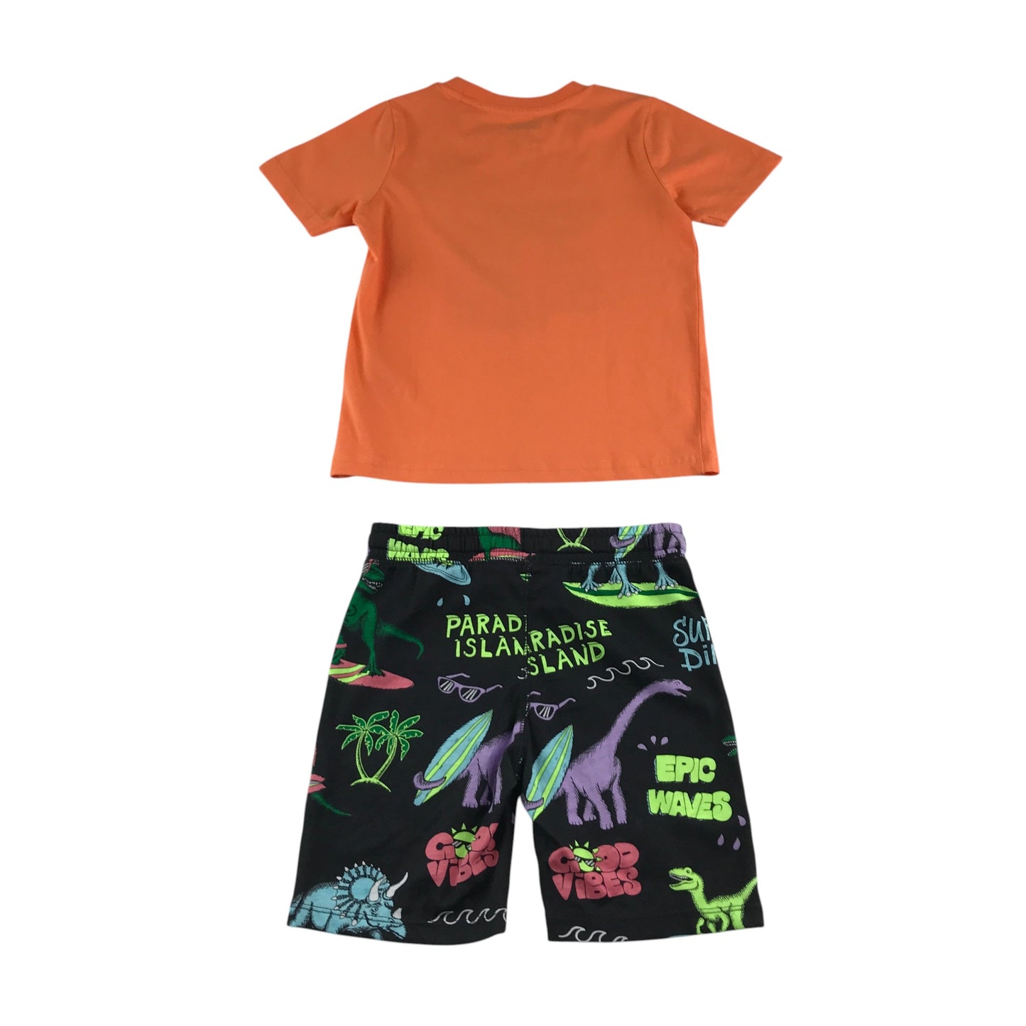 Lupilu Set 5-6 years orange short sleeve t-shirt and black shorts dinosaur print cotton