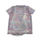 Primark blouse 14-15 years pink swirly mesh over top with white vest under layer