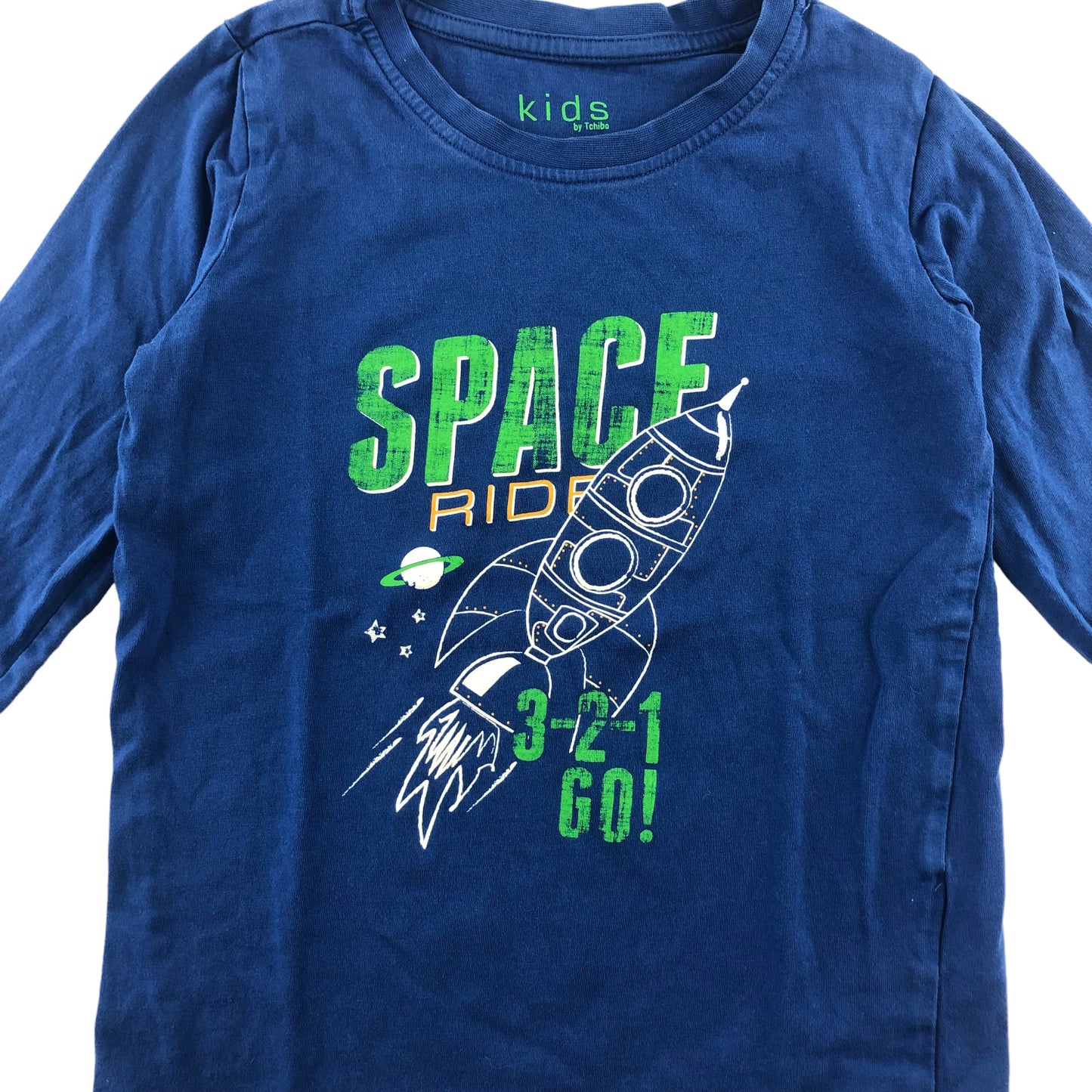 Tchibo t-shirt 5-6 years blue space rocket long sleeve cotton