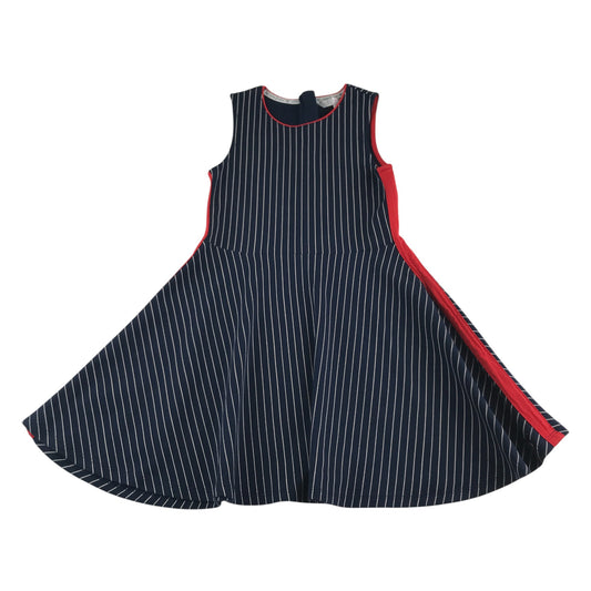 Jasper J Conran dress 7-8 years navy and white stripy A-line sleeveless