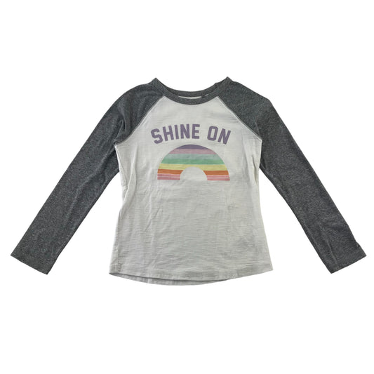 Next t-shirt 7-8 years white and grey shine on rainbow