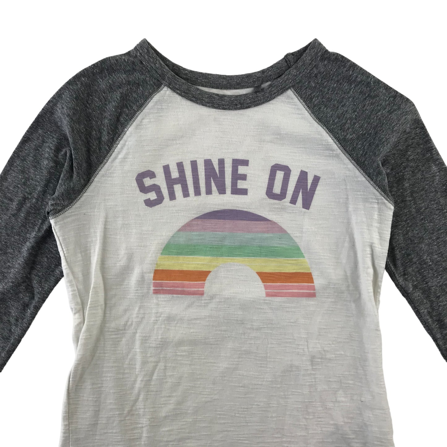 Next t-shirt 7-8 years white and grey shine on rainbow