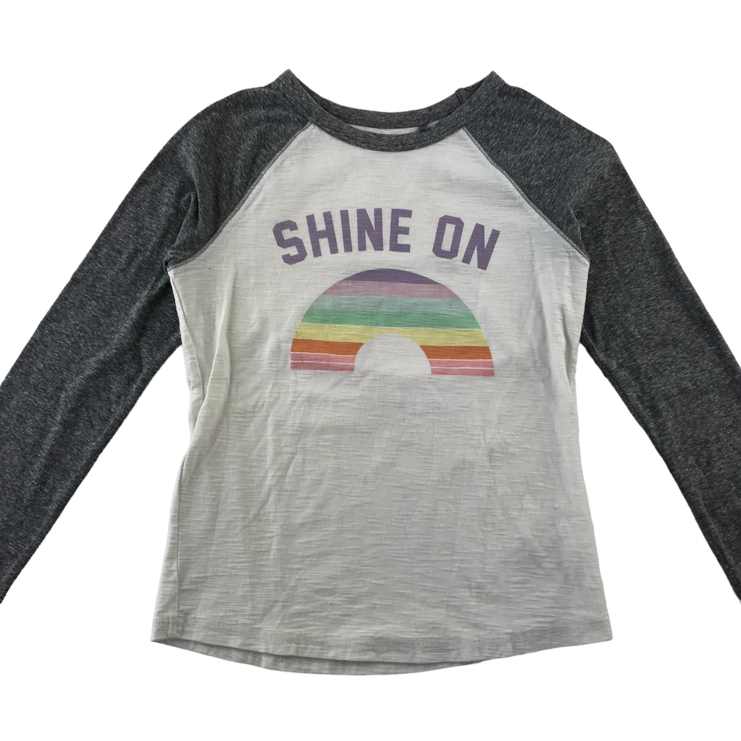 Next t-shirt 7-8 years white and grey shine on rainbow