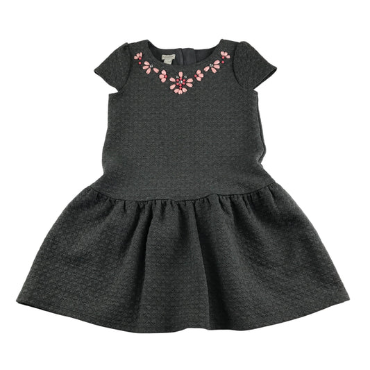 Monsoon dress 7-8 years grey with nice gem detailing around neck A-line short sleeve
