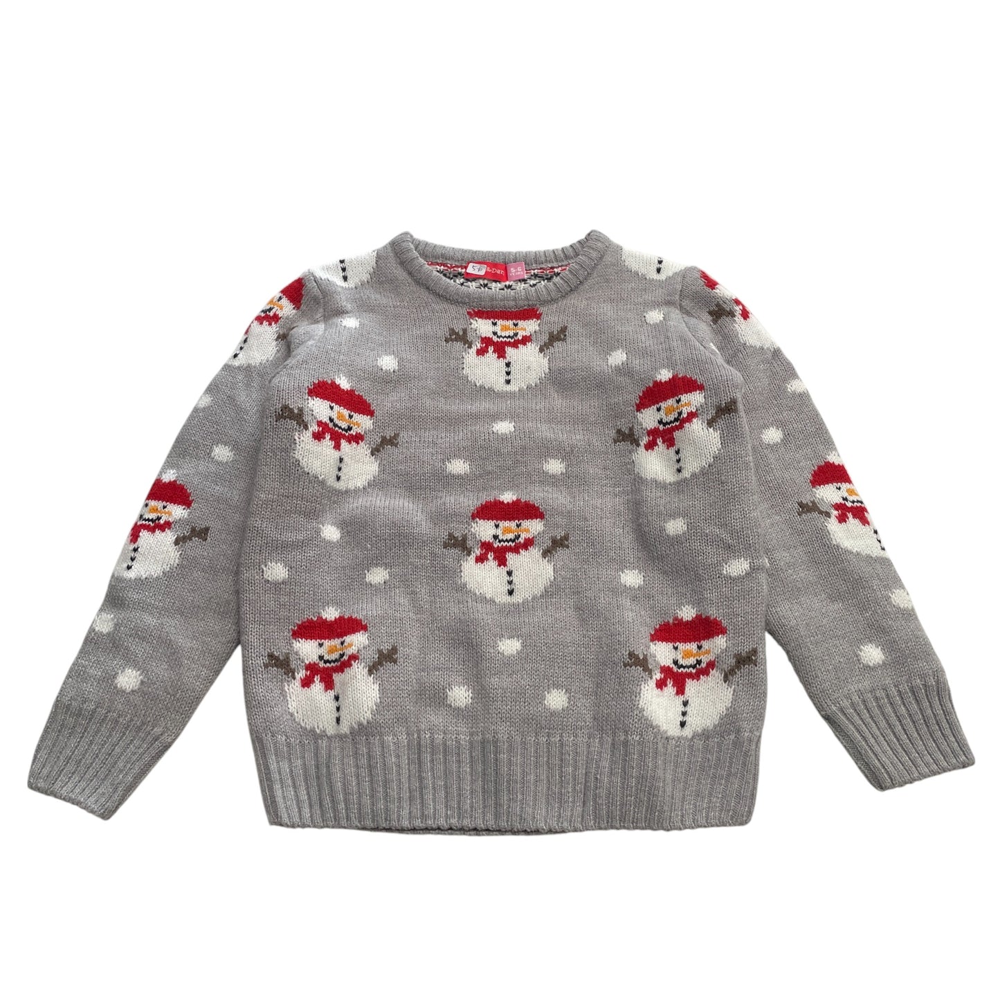Lily & Dan festive jumper 5-6 years grey knitted snowmen