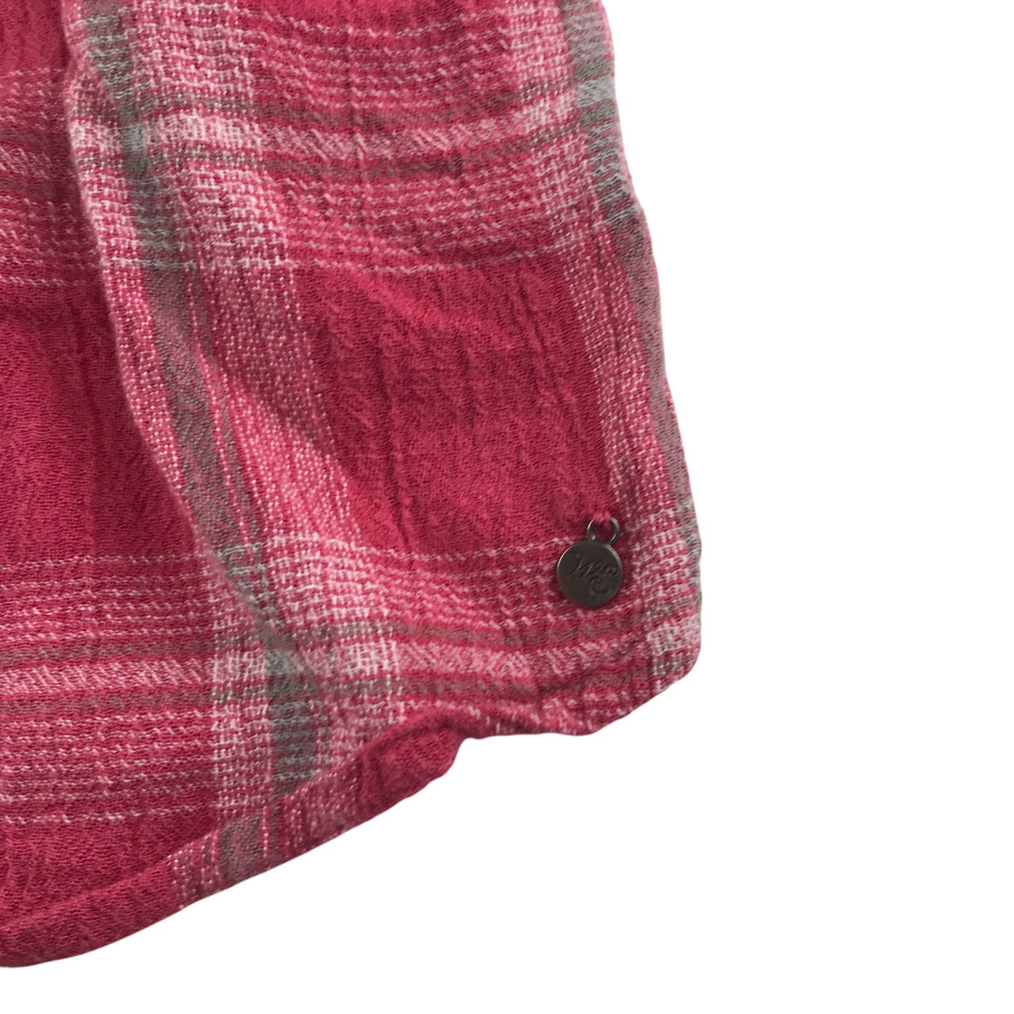 White Stuff dress women's XS pink checked shirt style with v-neck long sleeve